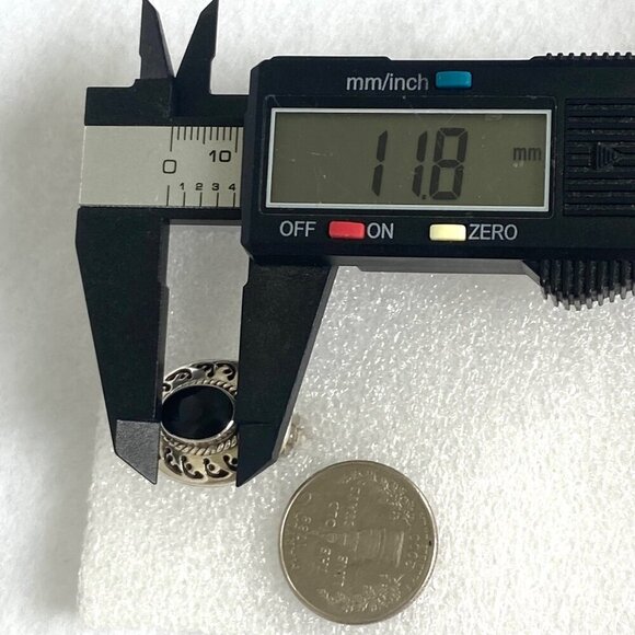 VTG Sterling Silver 925 Mexico Heavy Oval Bezel Set Black Onyx Clip On Earrings - Picture 14 of 15